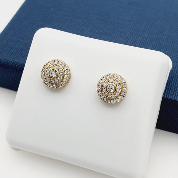 "14K Gold Plated Cubic Zircon Earrings, INUS1BR133 - Picture 2 of 9